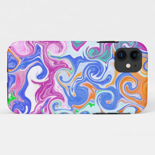 Blauw, Oranje, Paars Sierkussen met fluïde kunst Case-Mate iPhone Case (Achterkant (horizontaal))