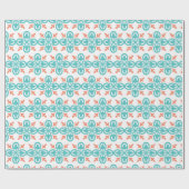 Blauw Oranje Patroon Cadeaupapier (Vlak)