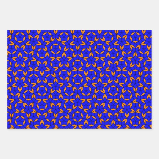 Blauw Oranje Penrose Tiling Mathematica Aperiodiek Inpakpapier Vel (Voorkant)