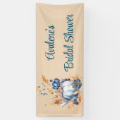 Blauw Oranje Pompoen Pioen Bruiloft Feest Spandoek (Verticaal)