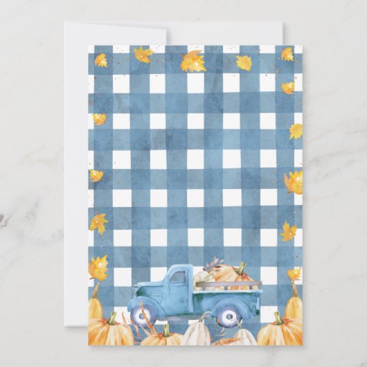 Blauw Oranje pompoen vrachtwagen 1ste verjaardag Kaart (Achterkant)