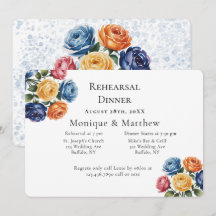 Blauw & Oranje Roze Bruiloft Rehearsal Dinner