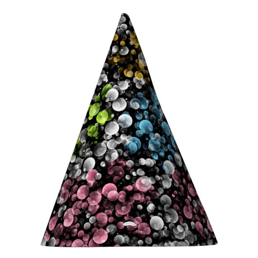 Blauw Oranje roze kalk groen poladots patroon Feesthoedjes (Rechts)