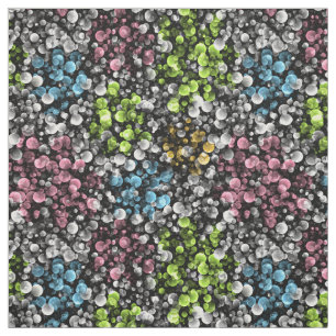 Blauw Oranje roze kalk groen poladots patroon Stof