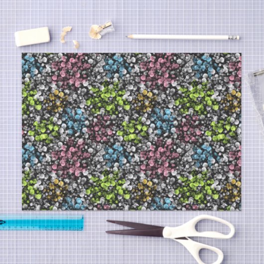 Blauw Oranje roze kalkgroene pokstift kunstpatroon Tissuepapier (Craft)