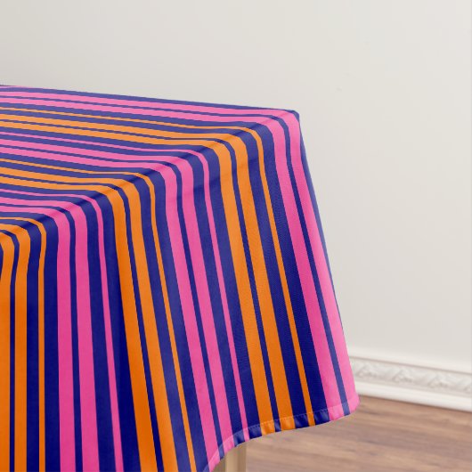 Blauw Oranje Roze Verticaal Strepen Design Tafelkleed (Voorbeeld)