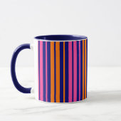 Blauw Oranje Roze Verticale Strepen Design   Mok (Links)