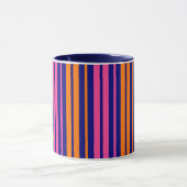 Blauw Oranje Roze Verticale Strepen Design   Mok (Midden)