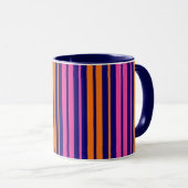 Blauw Oranje Roze Verticale Strepen Design   Mok (Voorkant rechts)