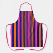 Blauw Oranje Roze Verticale Strepen Design   Schort (Voorkant)