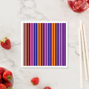 Blauw Oranje Roze Verticale Strepen Design   Servet