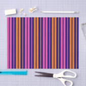 Blauw Oranje Roze Verticale Strepen Design Tissuepapier (Craft)