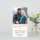 Blauw Oranje Sjabloon Save the Date Trouwkaart (Staand voorkant)