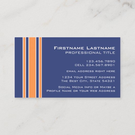 Blauw Oranje sportJersey met naam en nummer Visitekaartje (Achterkant)