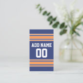 Blauw Oranje sportJersey met naam en nummer Visitekaartje (Staand voorkant)