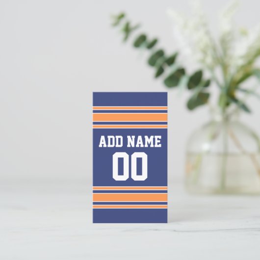 Blauw Oranje sportJersey met naam en nummer Visitekaartje (Staand voorkant)