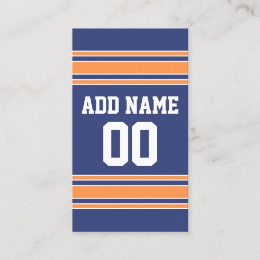 Blauw Oranje sportJersey met naam en nummer Visitekaartje (Voorkant)