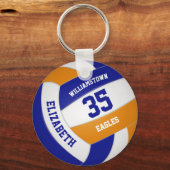 blauw oranje sportteam kleuren meisjes volleyball sleutelhanger (Voorkant)