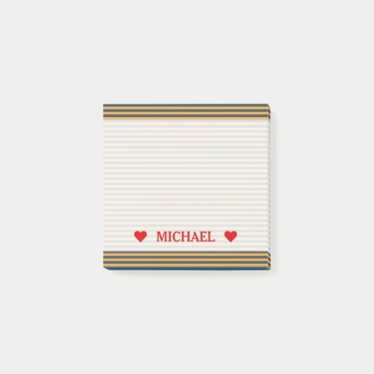 Blauw & Oranje Stripes/Lines Patroon & Aangepaste  Post-it® Notes (Voorkant)