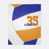 blauw oranje team kleuren gigantisch volleybal fleece deken (Voorkant)