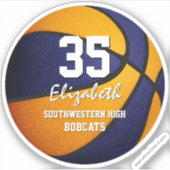 blauw oranje team kleuren jongens basketbal sticker (Voorkant)