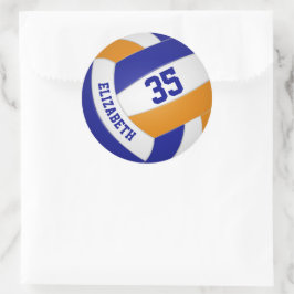 blauw oranje team kleuren jongens volleybal ronde sticker