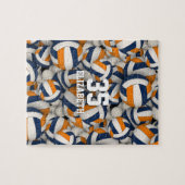 blauw oranje team kleuren meisjes volleybal legpuzzel (Horizontaal)