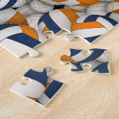 blauw oranje team kleuren meisjes volleybal legpuzzel (Zijkant)