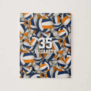blauw oranje team kleuren meisjes volleybal legpuzzel