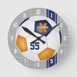 blauw oranje team kleuren varisity streping soccer ronde klok