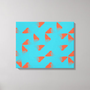 Blauw, oranje, trillend, trendy geometrisch patroo canvas afdruk