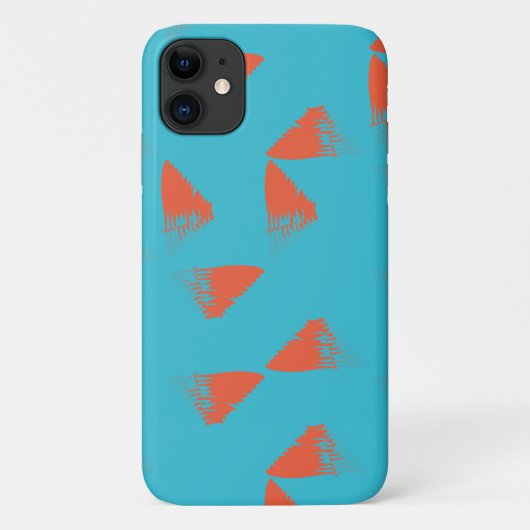 Blauw, oranje, trillend, trendy geometrisch patroo Case-Mate iPhone case (Achterkant)