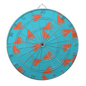 Blauw, oranje, trillend, trendy geometrisch patroo dartbord (Voorkant)