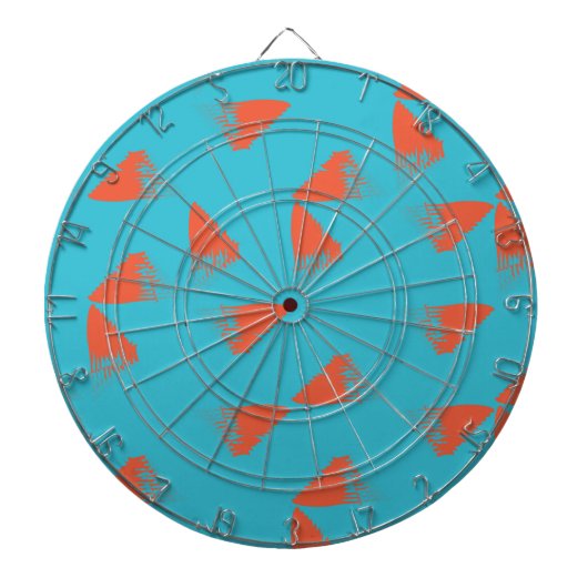 Blauw, oranje, trillend, trendy geometrisch patroo dartbord (Voorkant)