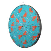 Blauw, oranje, trillend, trendy geometrisch patroo dartbord (Voorkant Rechts)
