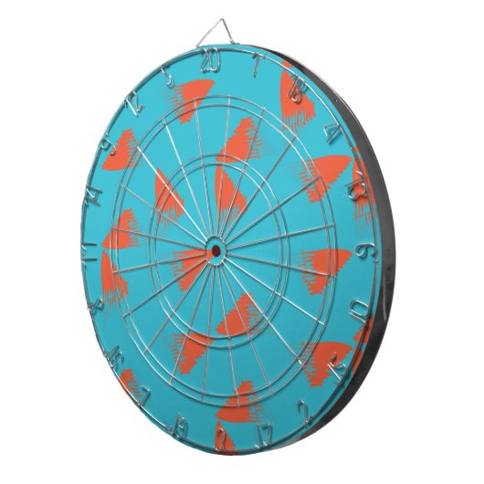Blauw, oranje, trillend, trendy geometrisch patroo dartbord (Voorkant Rechts)