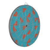 Blauw, oranje, trillend, trendy geometrisch patroo dartbord (Voorkant Links)