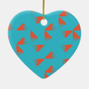 Blauw, oranje, trillend, trendy geometrisch patroo keramisch ornament