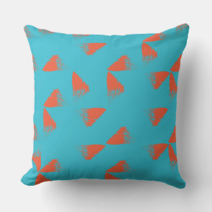 Blauw, oranje, trillend, trendy geometrisch patroo kussen