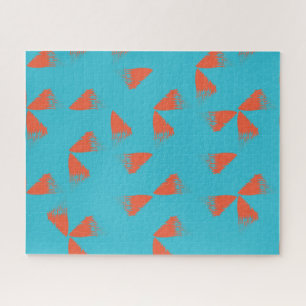 Blauw, oranje, trillend, trendy geometrisch patroo legpuzzel