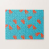 Blauw, oranje, trillend, trendy geometrisch patroo legpuzzel (Horizontaal)