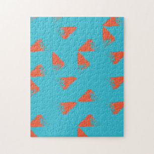 Blauw, oranje, trillend, trendy geometrisch patroo legpuzzel