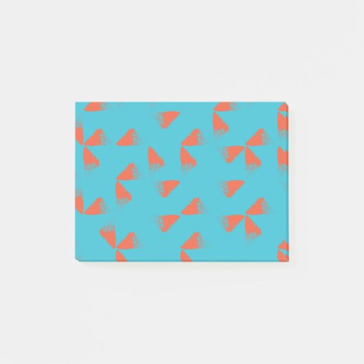 Blauw, oranje, trillend, trendy geometrisch patroo post-it® notes (Voorkant)