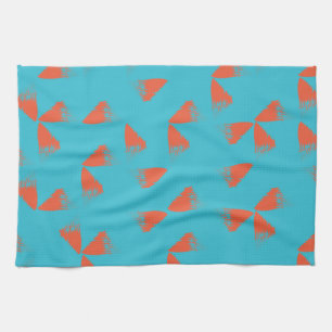 Blauw, oranje, trillend, trendy geometrisch patroo theedoek