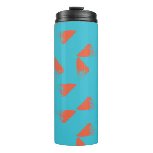 Blauw, oranje, trillend, trendy geometrisch patroo thermosbeker