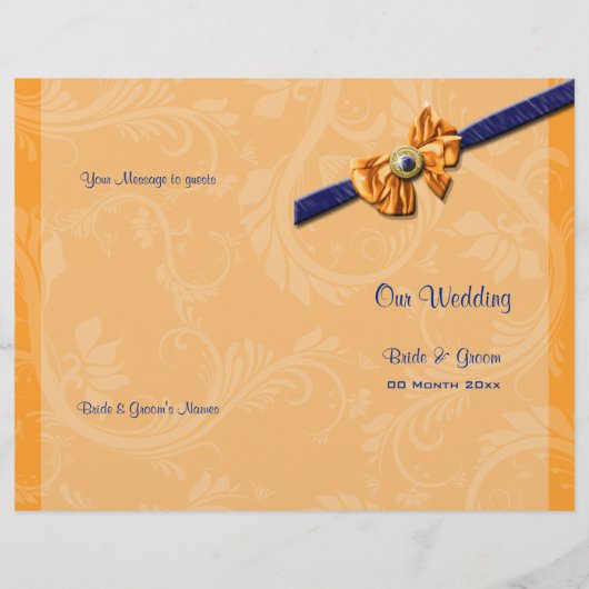 Blauw oranje trouwprogramma PERSONALIZE (Achterkant)