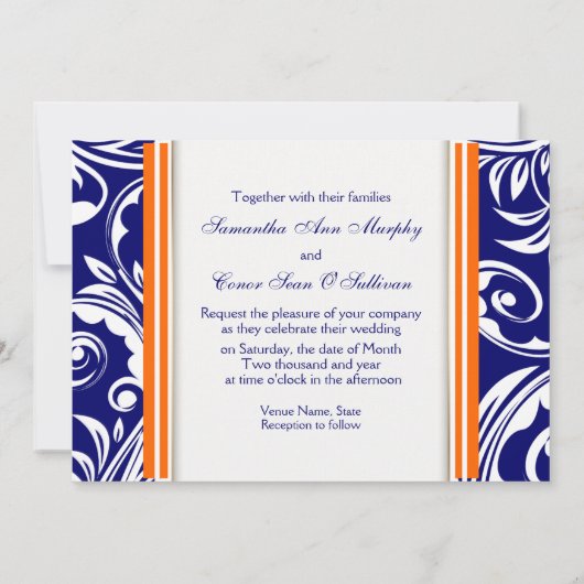 Blauw oranje verloving kaart (Achterkant)