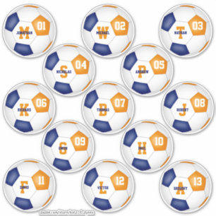 blauw oranje voetbalteam kleuren 13 spelers sticker