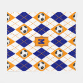 blauw oranje voetbalteam kleuren argyle-patroon fleece deken (Voorkant (Horizontaal))
