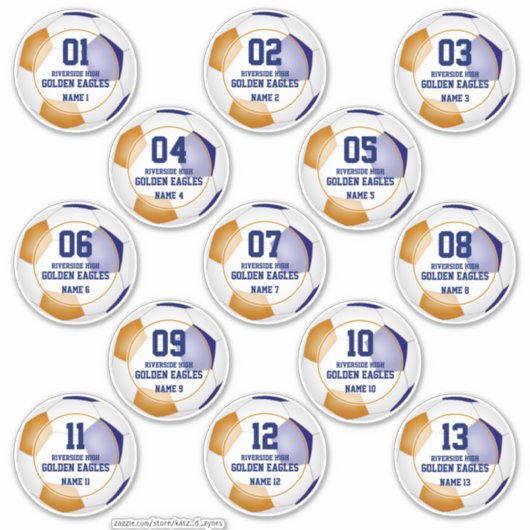 blauw oranje voetbalteam kleuren cadeaus 13 aangep sticker (Voorkant)